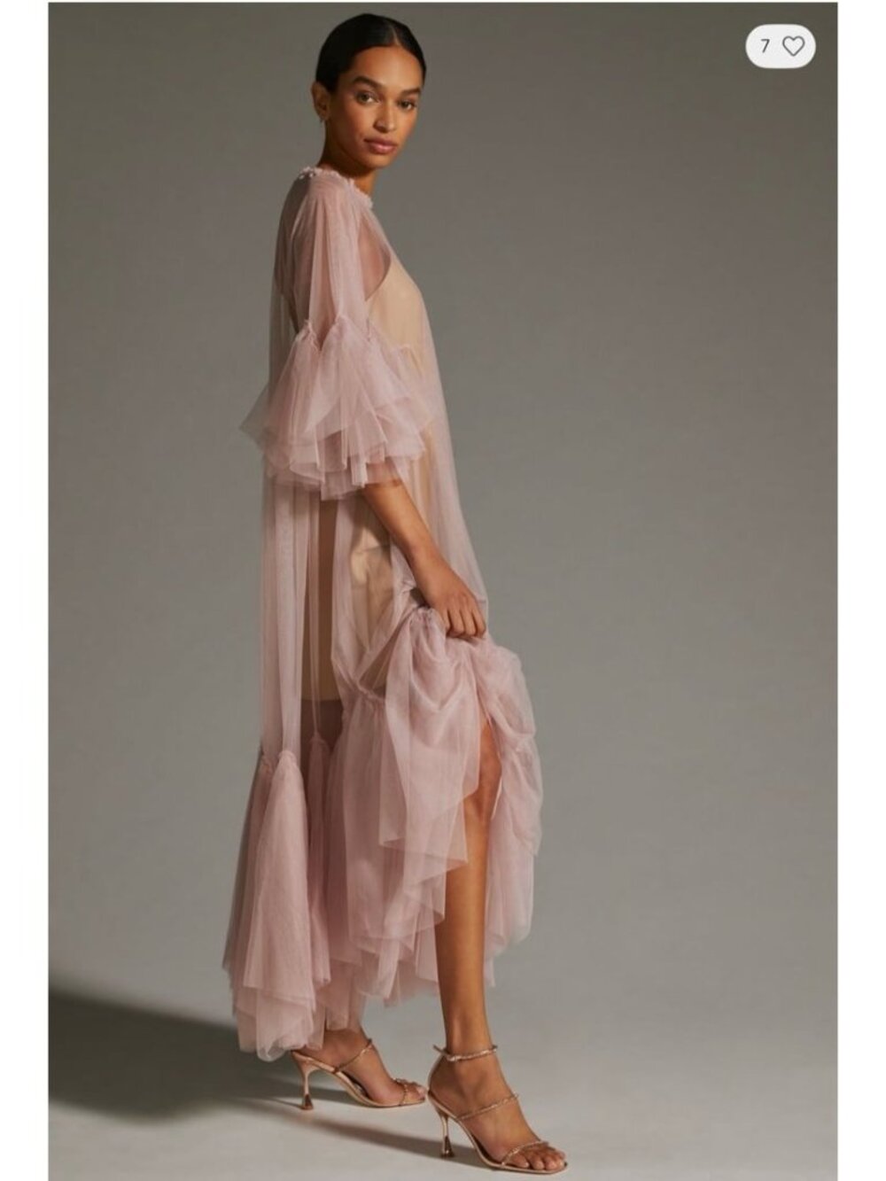 Maeve by Anthropologie glamorous tulle mesh sheer overlay midi Dress - Picture 3 of 9